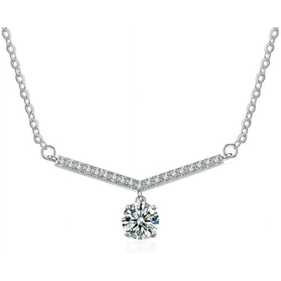 1 Carat Moissanite Pendant Necklace Women's Diamond Necklace 18K White Gold Lab Diamond Pendants Necklaces for Women Moissanite Necklace Lab Women's Diamond Necklace