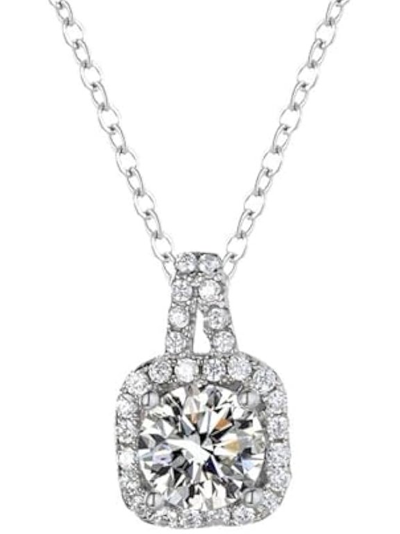 1 Carat Moissanite Pendant Necklace Women's Diamond Necklace 18K White Gold Lab Diamond Pendants for Necklaces for Women Moissanite Necklace for Wife Lab Diamond Necklace