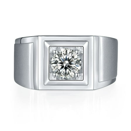 1 Carat Moissanite Ring for Men S925 Sterling Silver Moissanite Men Diamond Rings Moissanite Engagement Rings for Men Lab Grown Diamond Wedding Rings Men's Promise Rings