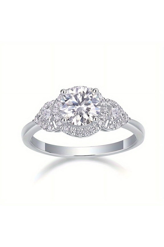 1 Carat Moissanite Ring Women's Wedding Band Suitable For Banquet Party Official Occasion Holiday Valentine's Day Proposal Engagement Wedding Gift Anniversary Gift Birthday Gift