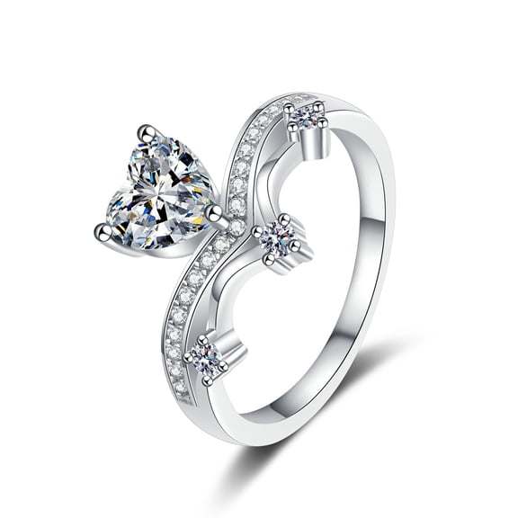 1 Carat Moissanite Rings for Women D Color VVS1 925 Sterling Silver Heart Cut Moissanite Promise Rings Lab Created Diamond Wedding Bands Simulated Diamond Engagement Rings