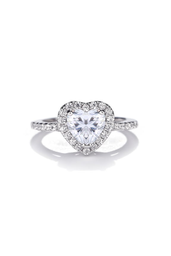 1 Carat Moissanite Rings for Women D Color VVS1 925 Sterling Silver Heart Cut Moissanite Promise Rings Lab Created Diamond Wedding Rings Simulated Diamond Engagement Ring