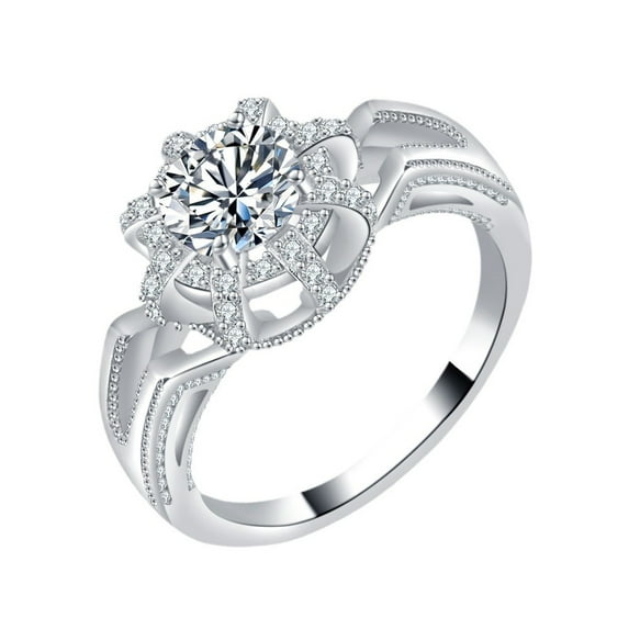 1 Carat Moissanite Rings for Women D Color VVS1 925 Sterling Silver Round Cut Moissanite Wedding Bands Lab Created Diamond Engagement Rings Simulated Diamond Ring