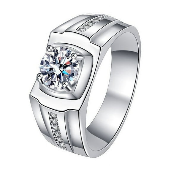 1 Carat Moissanite Rings for Men Engagement Ring Mens Diamond Wedding Bands 18K Sterling Silver Moissanite Promise Rings Moissanite Jewelry for Men