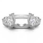 TWOBIRCH 1 Carat Moissanite Round and Marquise Wedding Ring Wrap in Sterling Silver (size 9)