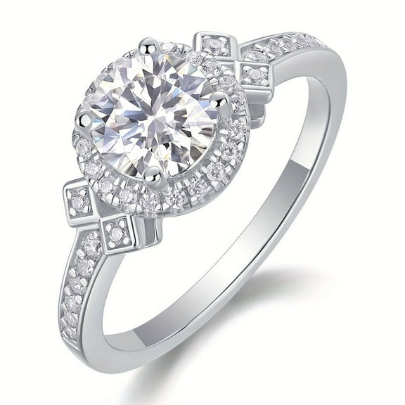 1 Carat Moissanite Wedding Ring Elegant 925 Silver Finger Ring Jewelry Gifts For Women