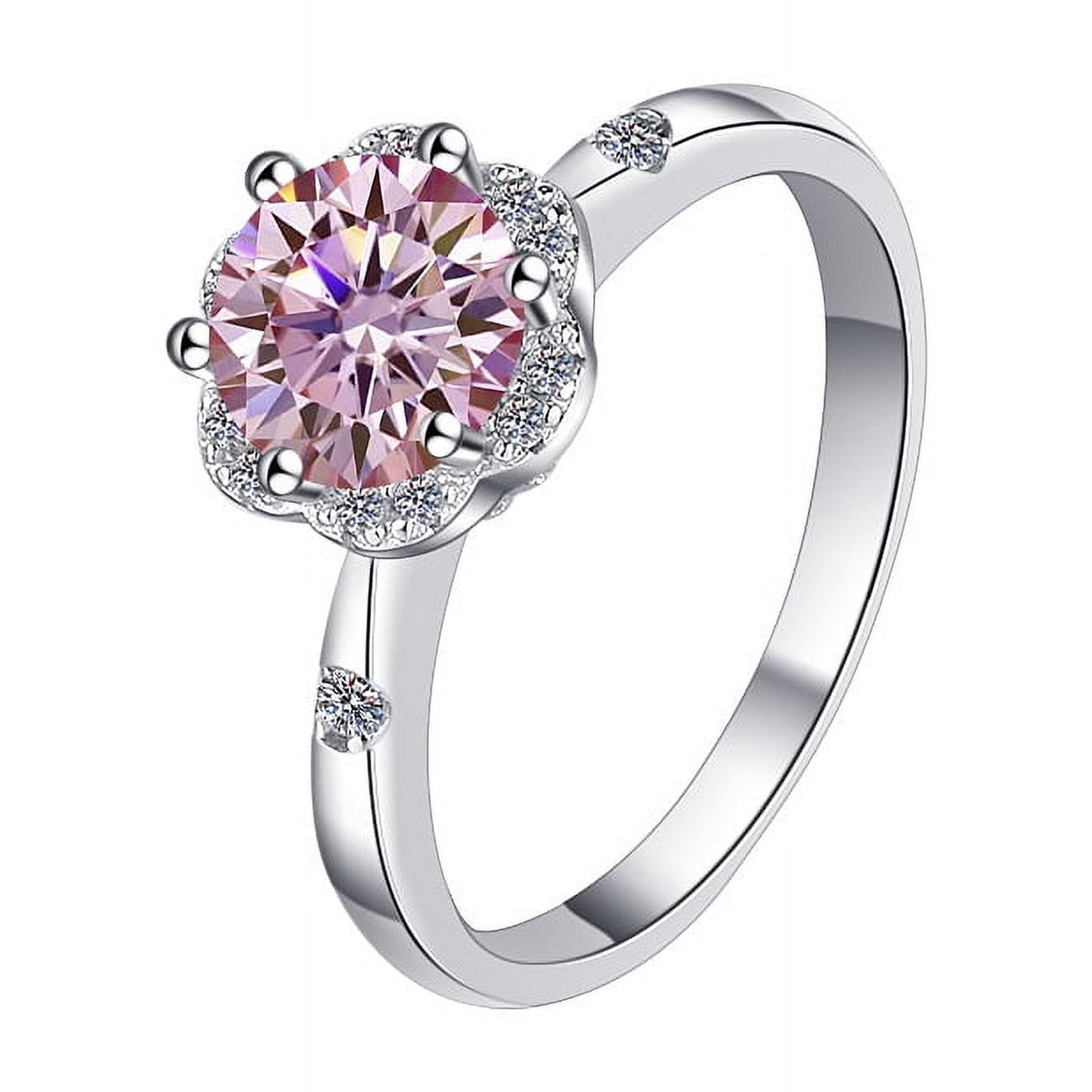 1 Carat Moissanite Wedding Ring for Women Engagement Rings for Women Diamond 18K White Gold Plated 925 Sterling Silver Moissanite Diamond Promise Rings Womens Diamond Ring