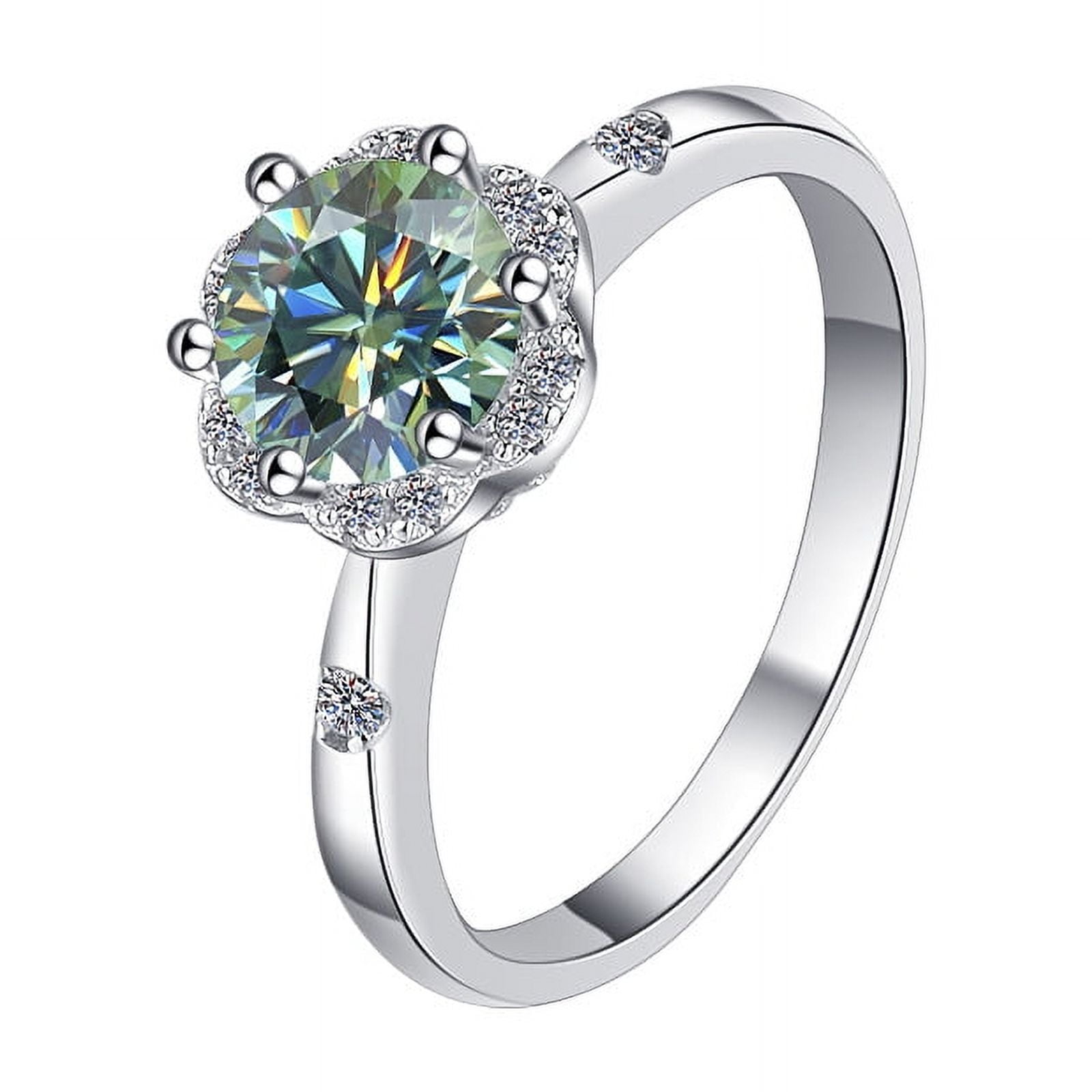 1 Carat Moissanite Wedding Ring for Women Engagement Rings for Women Diamond 18K White Gold Plated 925 Sterling Silver Moissanite Diamond Promise Rings Womens Diamond Ring