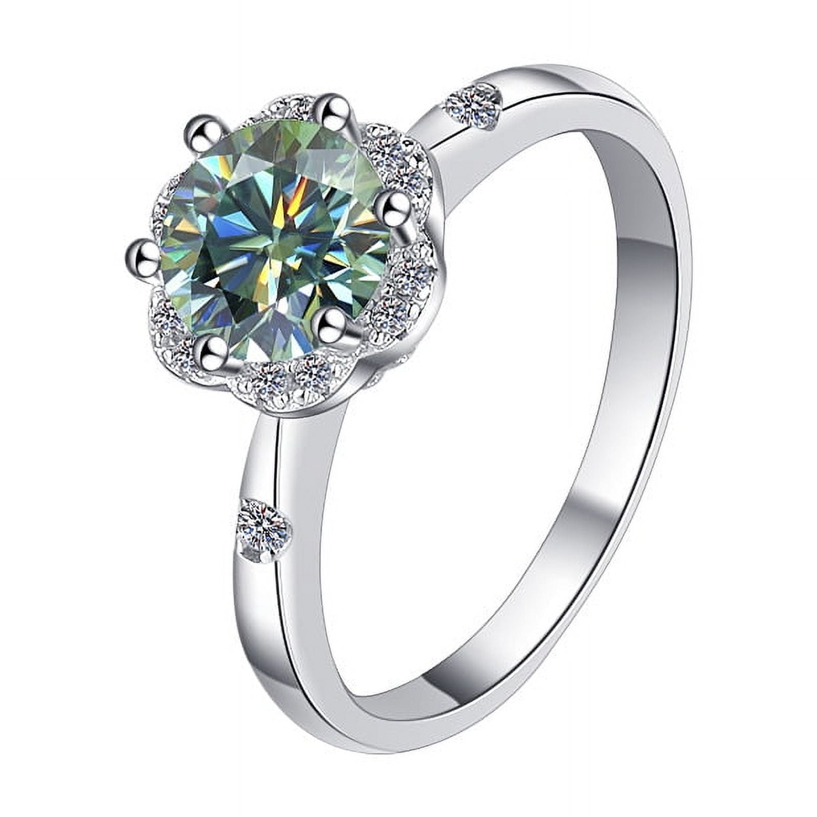 1 Carat Moissanite Wedding Ring for Women Engagement Rings for Women Diamond 18K White Gold Plated 925 Sterling Silver Moissanite Diamond Promise Rings Womens Diamond Ring