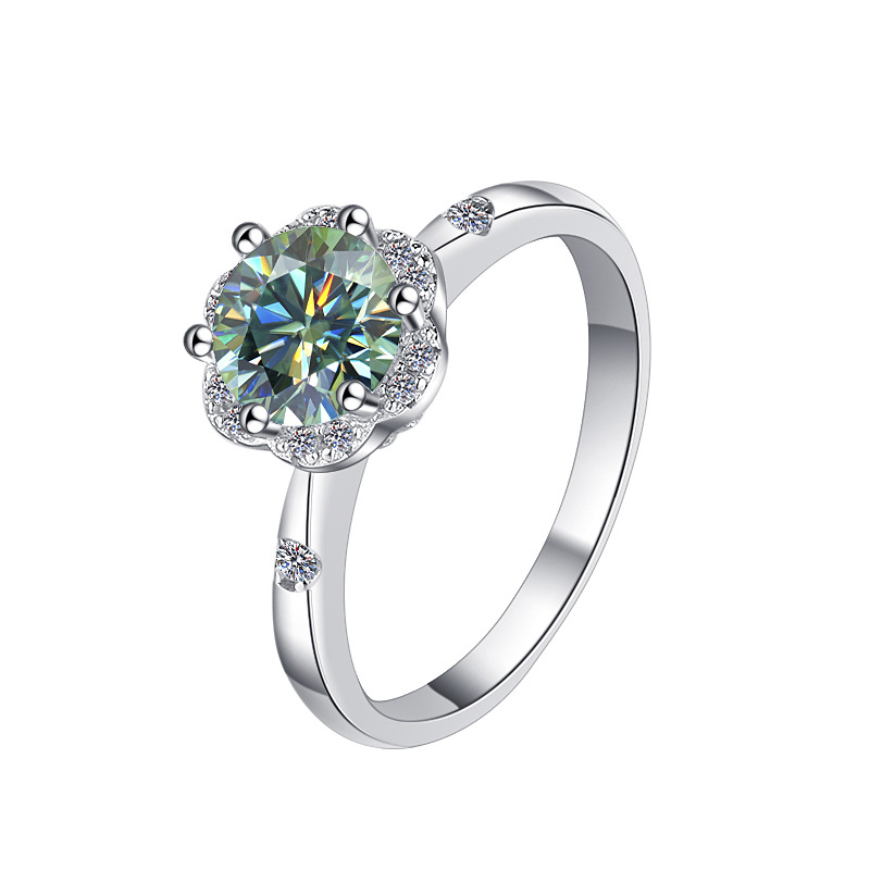 1 Carat Moissanite Wedding Ring for Women Engagement Rings for Women Diamond 18K White Gold Plated 925 Sterling Silver Moissanite Diamond Promise Rings Womens Diamond Ring