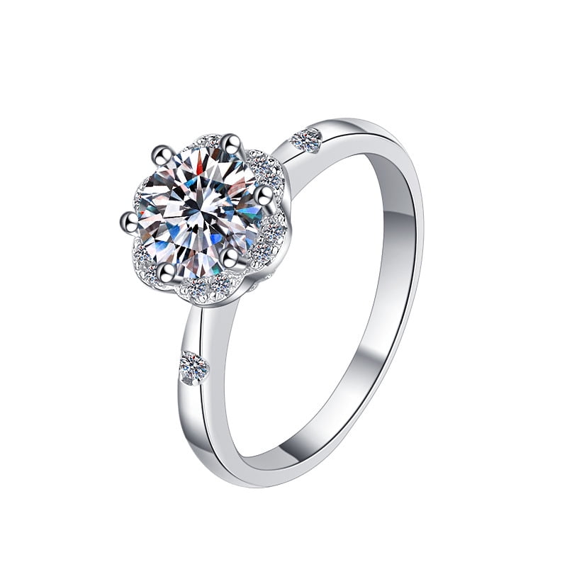 1 Carat Moissanite Wedding Ring for Women Engagement Rings for Women Diamond 18K White Gold Plated 925 Sterling Silver Moissanite Diamond Promise Rings Womens Diamond Ring