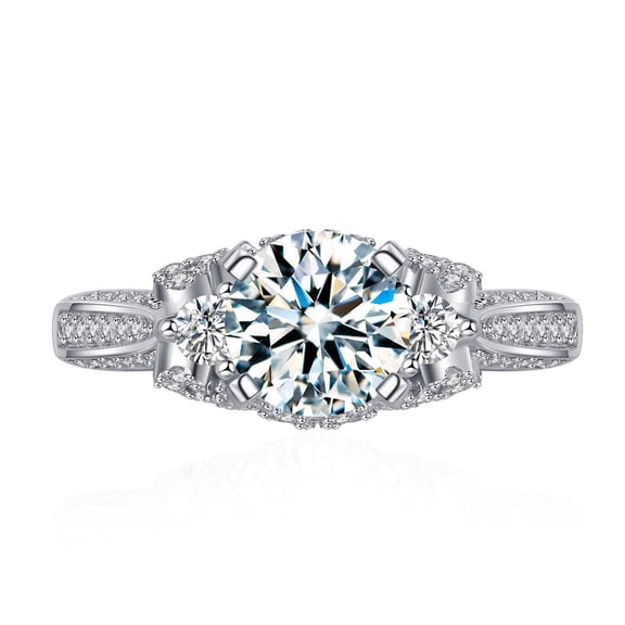 1 Carat Moissanite Wedding Rings for Women D Color VVS1 925 Sterling Silver Round Cut Moissanite Engagement Rings Lab Created Diamond Wedding Rings Simulated Diamond Wedding Bands