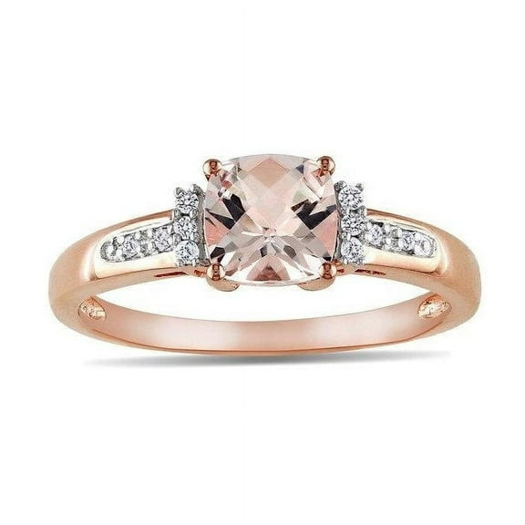 1 Carat Morganie and Diamond Engagement Ring in 14k Rose Gold affordable morganite & diamond engagement ring