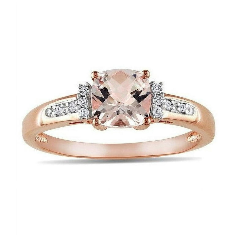 Carat Morganie and Diamond Engagement Ring in 14k Rose Gold