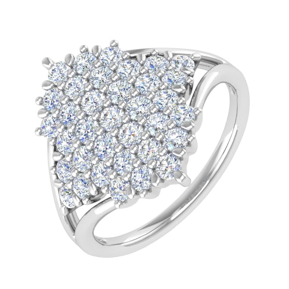 1 Carat Natural Diamond Cluster Ring Band in 14K White Gold (Ring Size 9.25)
