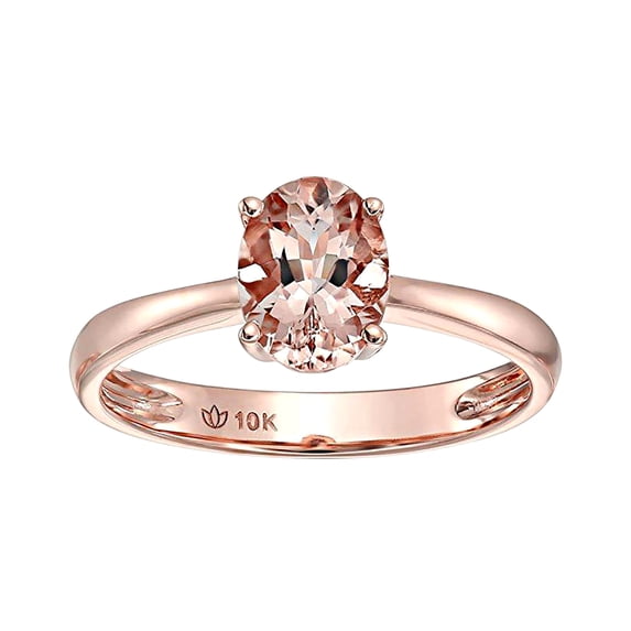 1 Carat Oval Cut Morganite Solitaire Engagement Ring In 10K Rose Gold