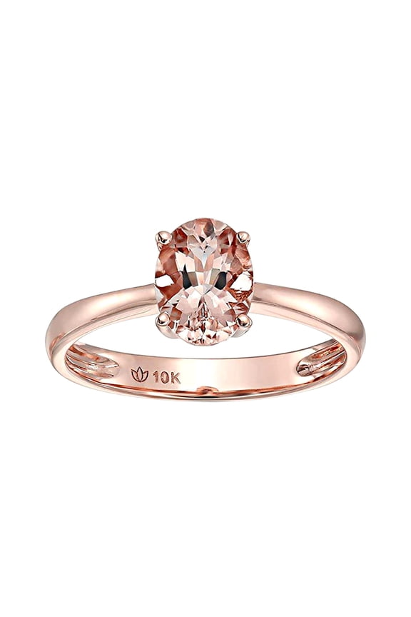 1 Carat Oval Cut Morganite Solitaire Engagement Ring In 10K Rose Gold