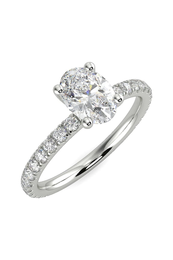 1 Carat Oval Lab Grown Diamond Engagement Ring for Women in 14k White Gold D-E Color, cttw Size 7 by Beverly Hills Jewelers