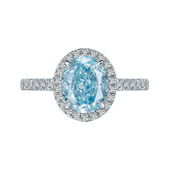 1 Carat Oval Shape Engagement Rings for Women 925 Sterling Silver Blue Genstone Ring for Her CZ Simulated Diamond Wedding Ring for Anniversary Birthday