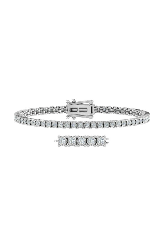 1 Carat Pave Set Diamond Tennis Bracelet in 10K White Gold (7 Inch) (I1-I2 Clarity)