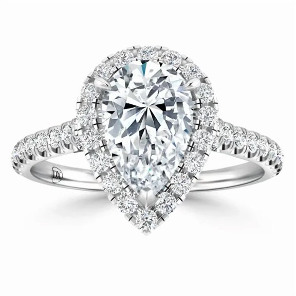 OM-RE Pear Cut Lab Grown Diamond Solitaire Engagement Ring, 1 ct, 10K Gold