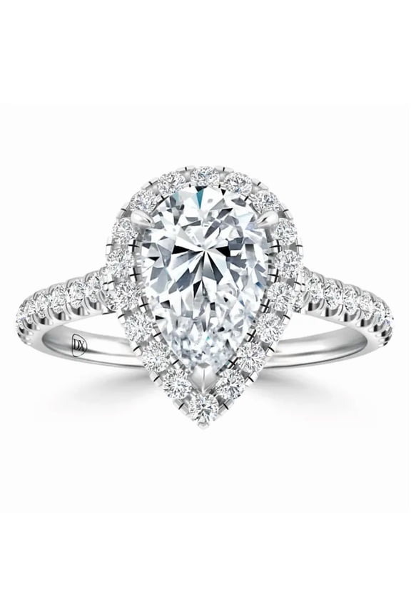 Pear Cut Lab Grown Diamond Solitaire Engagement Ring, 1 ct, 10K Gold