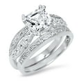 thumbnail image 1 of LaRaso & Co 1 Carat Princess Cut CZ Wedding Ring Set In Sterling Silver for Women Size 6, 1 of 5