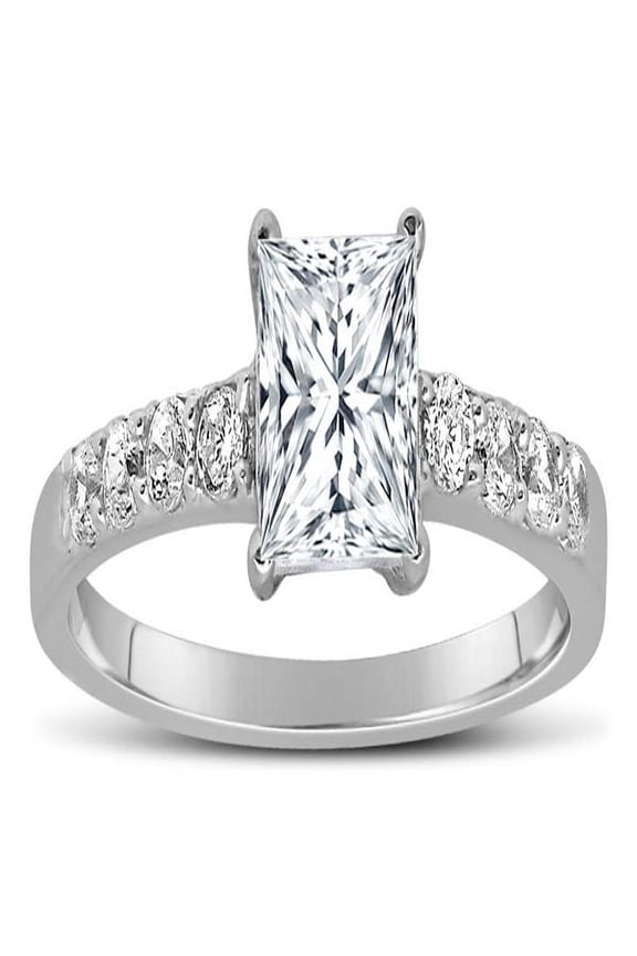 1 Carat Princess Cut Diamond Moissanite Engagement Ring In 10K White Gold