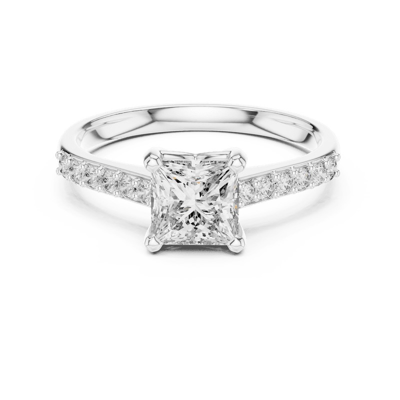 1 Carat Princess Cut Moissanite Diamond Pave Engagement Ring for Women ...