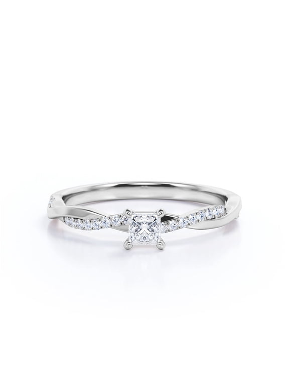 1 Carat Princess-Cut Moissanite Infinity Engagement Ring in 18K White Gold over Silver