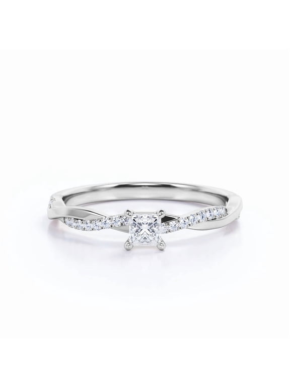 1 Carat Princess-Cut Moissanite Infinity Engagement Ring in 18K White Gold over Silver