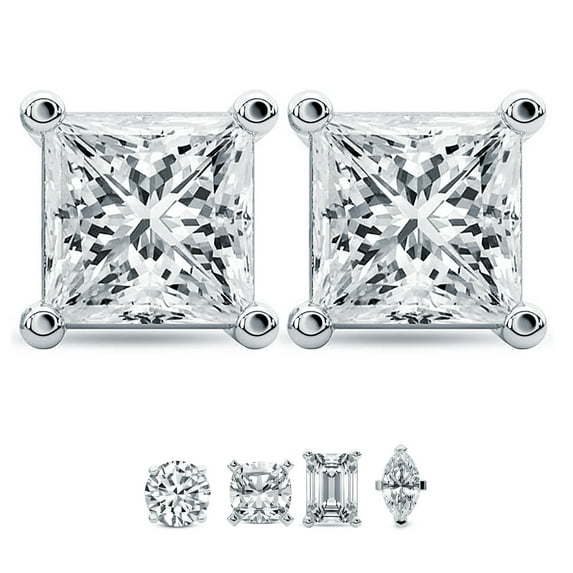 1 Carat Princess IGI Certified Lab Grown Diamond Solitaire Earrings | 14K Yellow Gold FG VS Diamonds | Stud Earrings Friendly Diamonds