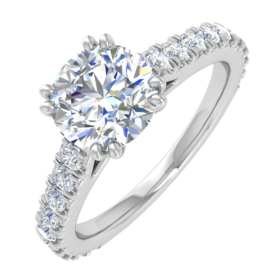 1 Carat Prong Set Diamond Engagement Ring Band in 14K White Gold (Ring Size 9.5)