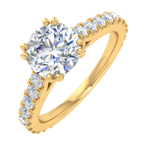 1 Carat Prong Set Diamond Engagement Ring Band in 14K Yellow Gold (Ring Size 9.5)