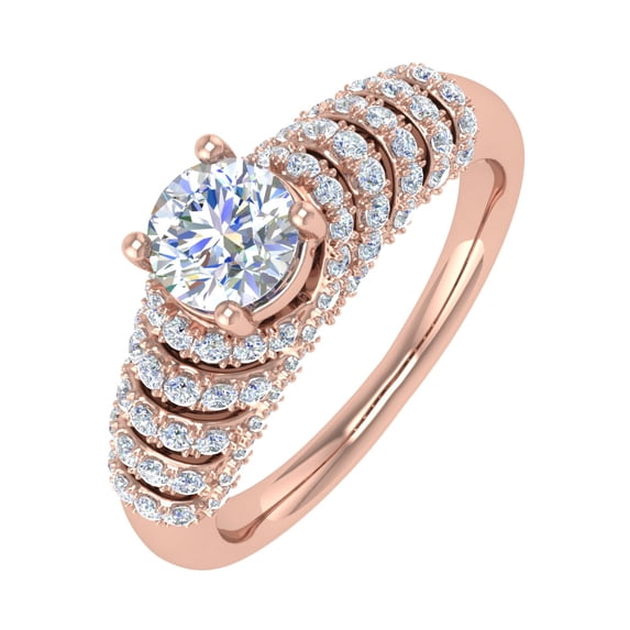 1 Carat Prong Set Diamond Engagement Ring in 14K Rose Gold (Ring Size 6.75) (I1-I2 Clarity)