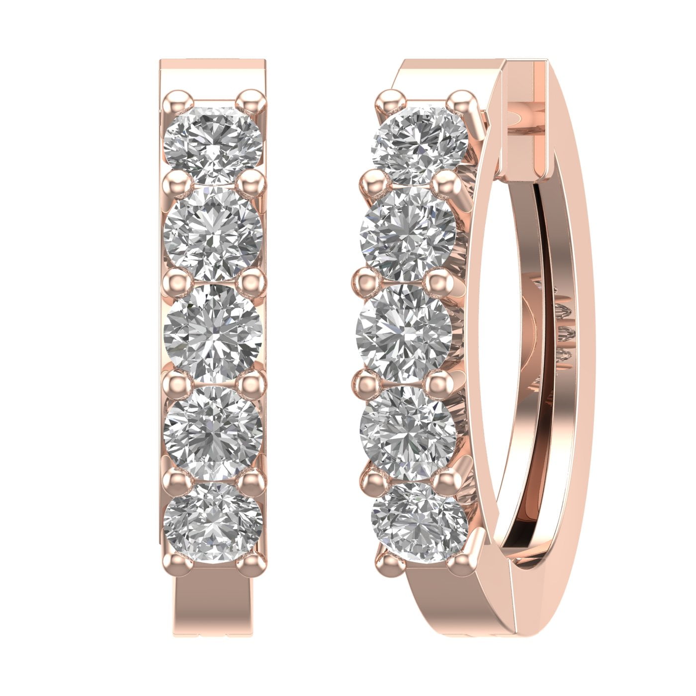 1 Carat Prong Set Diamond Hoop Earrings in 14K White Gold