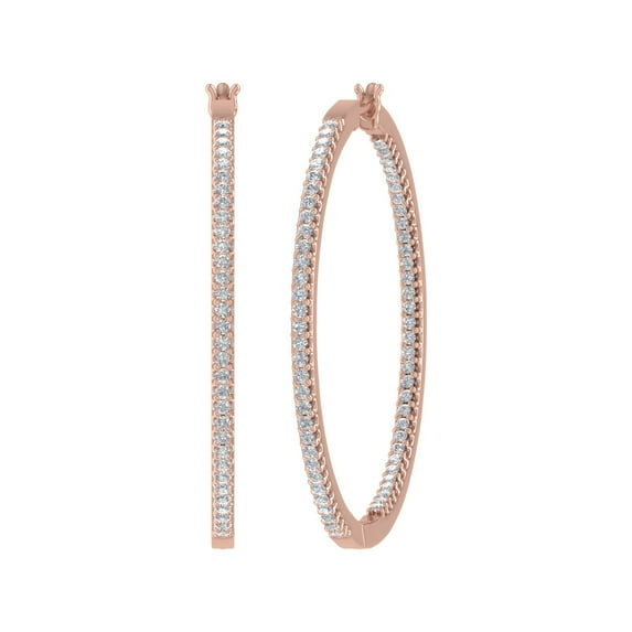 1 Carat Prong Set Diamond Inside-out Hoop Earrings in 10K Rose Gold