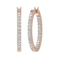 thumbnail image 1 of 1 Carat Prong Set Diamond Inside-out Hoop Earrings in 14K Rose Gold (I1-I2 Clarity), 1 of 3