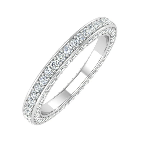 1 Carat Prong Set Diamond Ladies Wedding Eternity Ring in 14K White Gold (Ring Size 7) (SI1-SI2 Clarity)