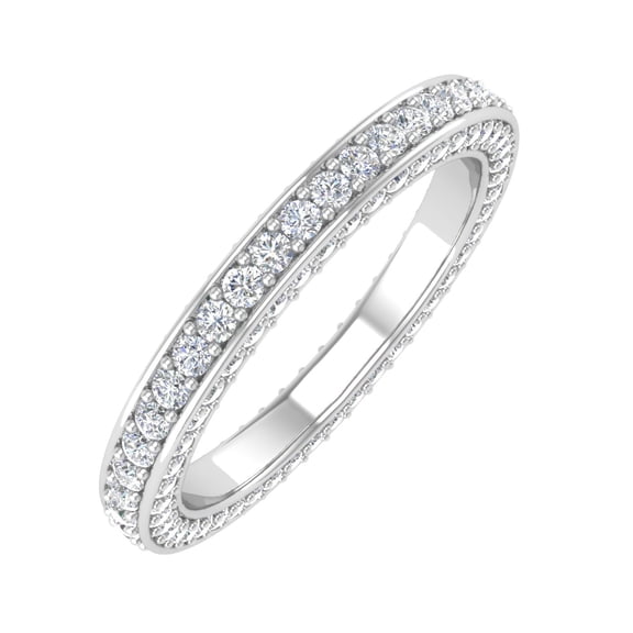 1 Carat Prong Set Diamond Ladies Wedding Eternity Ring in 14K White Gold (Ring Size 8.5) - IGI Certified