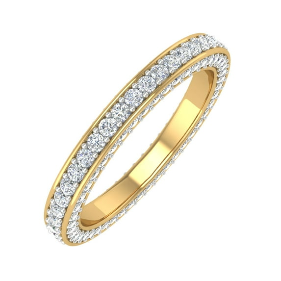 1 Carat Prong Set Diamond Ladies Wedding Eternity Ring in 14K Yellow Gold (Ring Size 9) (I1-I2 Clarity)