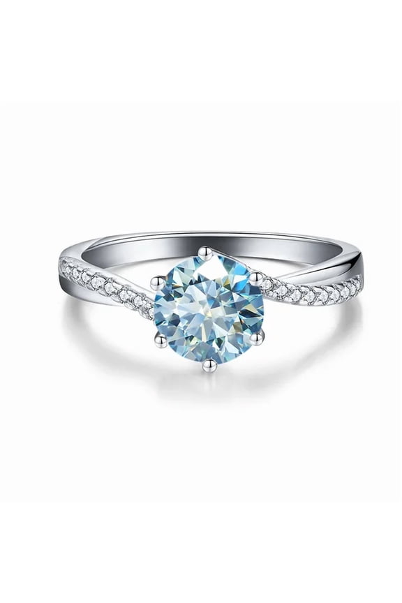 1 Carat Real Light Blue Color Moissanite Engagement Rings for Women Sparkling Moissanite S925 Sterling Silver Ring US 5I6I7I8I9 Size