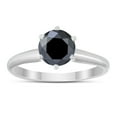 thumbnail image 1 of 1 Carat Round Black Diamond Solitaire Ring in 14K White Gold, 1 of 5
