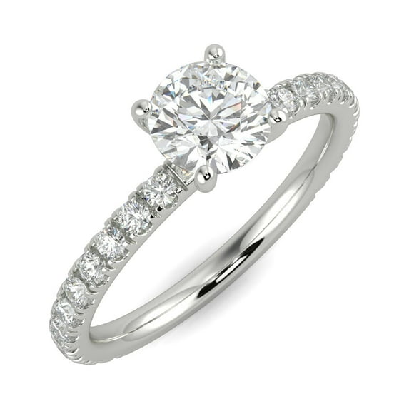1 Carat Round Brilliant Cut Lab Grown Diamond Engagement Ring in 14k White Gold D-E Color, cttw Size 5.5 by Beverly Hills Jewelers
