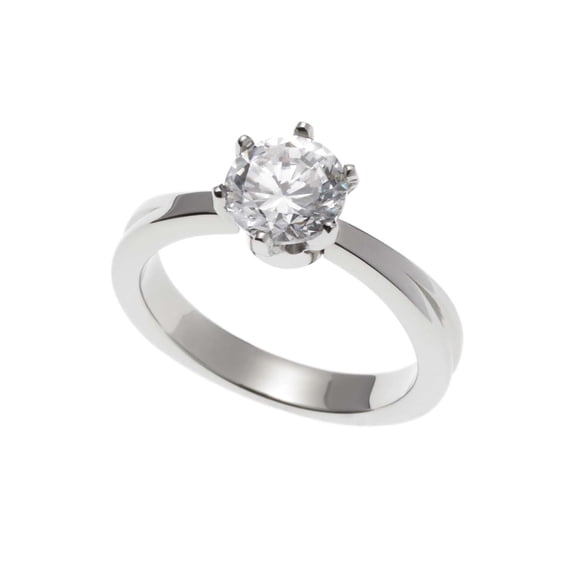 1 Carat Round Cubic Zirconia Solitaire Engagement Ring in Stainless Steel size 5