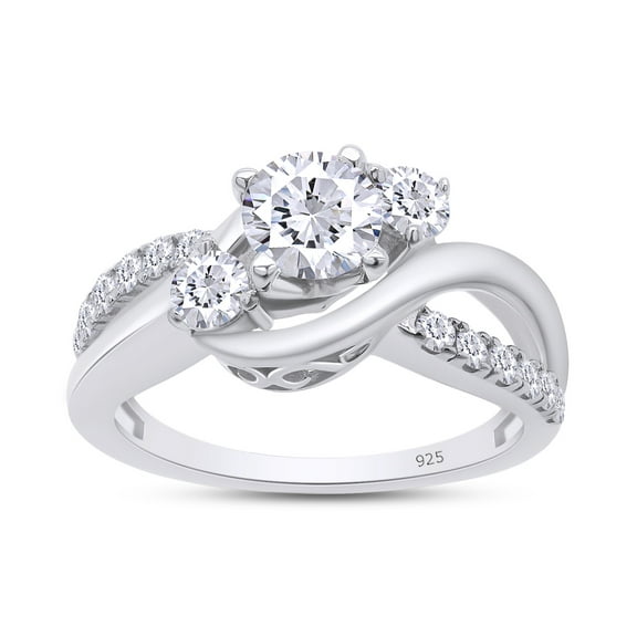 1 Carat Round Cut Lab Created Moissanite Diamond Engagement Rings for Women 14K White Gold Plated Silver Ring Twisting Moissanite Rings-4