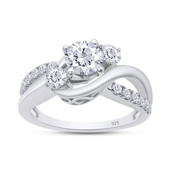 1 Carat Round Cut Lab Created Moissanite Diamond Engagement Rings for Women 14K White Gold Plated Silver Ring Twisting Moissanite Rings-6