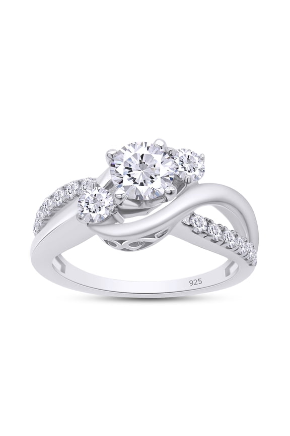 1 Carat Round Cut Lab Created Moissanite Diamond Engagement Rings for Women 14K White Gold Plated Silver Ring Twisting Moissanite Rings-7