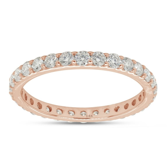 1 Carat Round Cut Lab Created Moissanite Diamond Full Eternity Stackable Wedding Band Ring For Women In 14K Solid Rose Gold (G-H Color, VVS1 Clarity, 1 Cttw)-4