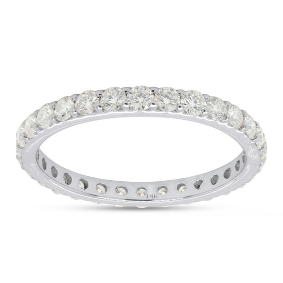 1 Carat Round Cut Lab Created Moissanite Diamond Full Eternity Stackable Wedding Band Ring For Women In 14K Solid White Gold (G-H Color, VVS1 Clarity, 1 Cttw)-4